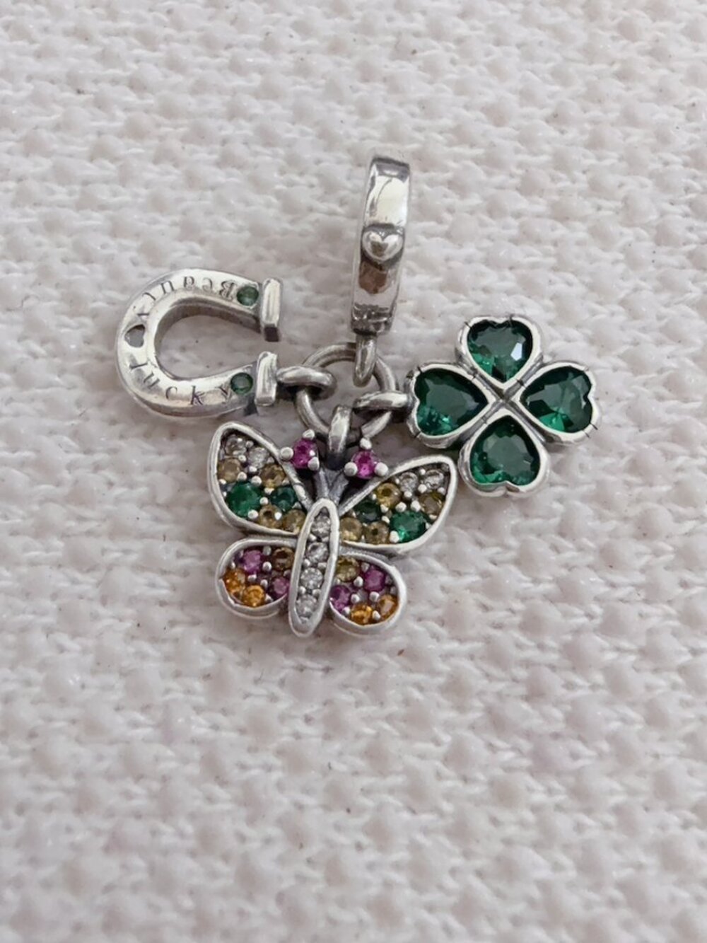 Lucky Four-Leaf Clover. Butterfly, Horseshoe Charm For Pandora Bracelet necklace